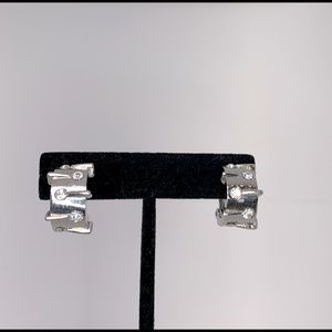Vintage edgy silver and rhinestone earrings
